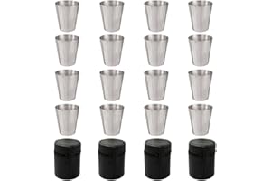 Belvanr Bicchieri in Acciaio Inox 16 Pezzi Bicchierini in Acciaio Impilabili Bicchierini in Acciaio 30ML Bicchieri da Shot Bicchieri da Campeggio Set Mini Bicchieri per Camping e Tutti i Giorni
