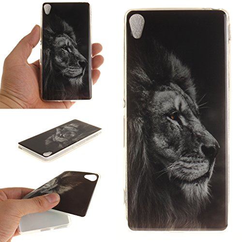 Sony XA Hülle, Xperia XA Hülle Case, Cozy Hut Sony Xperia XA Hülle TPU Case Schutzhülle Silikon Crystal Clear Case Sony Xperia XA (5 Zoll) Hülle Case Cover Ultra-Transparente Flexible TPU Bumper Handy Tasche Case Cover Etui Hülle mit Anti-Rutsch Kratzfest - Black Lion