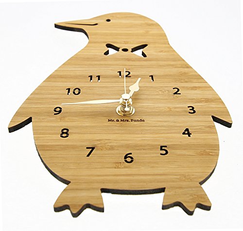 Mr. & Mrs. Panda Wanduhr Pinguin - 100% handmade aus Bambus - Pinguin, Eisscholle, Nordpol, Anzug, Fliege, Wrack, Pingu Wanduhr, Uhr, Kinderuhr, Kinderzimmer, Wanddeko, Deko Pinguin, Eisscholle, Nordpol, Anzug, Fliege, Wrack, Pingu