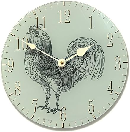 Teal Rooster Acrylic Glass Medium 25cm Kitchen Wall Clock