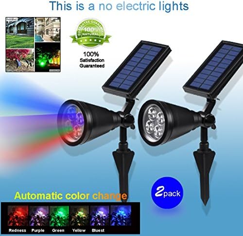 HDR touch® latest design highlight color LED solar garden lawn lamp, solar outdoor lighting, garden lights plug safety spotlight waterproof, automatic changing of different colors for you to create colorful night, gives you extraordinary experience and satisfaction (2pack )