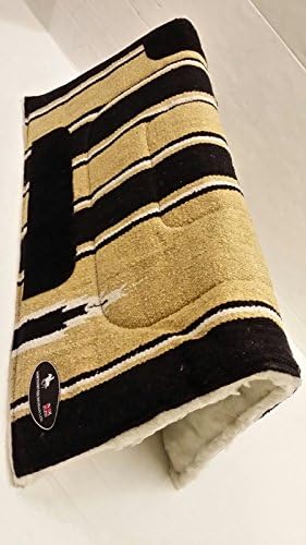 Northern Equestrian Quality Western fluffy padded 32" X 32" size Saddle Pad Navajo style (Beige - Black)