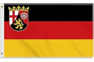 PETITE PINE Große 90×150 CM Rheinland-Pfalz Flagge,großes 150D Deutsche Bundesland Freundschafts banner, Deutschlandfahne Doube-Seitendruck Dekor Messingösen large Rhineland-Palatinate