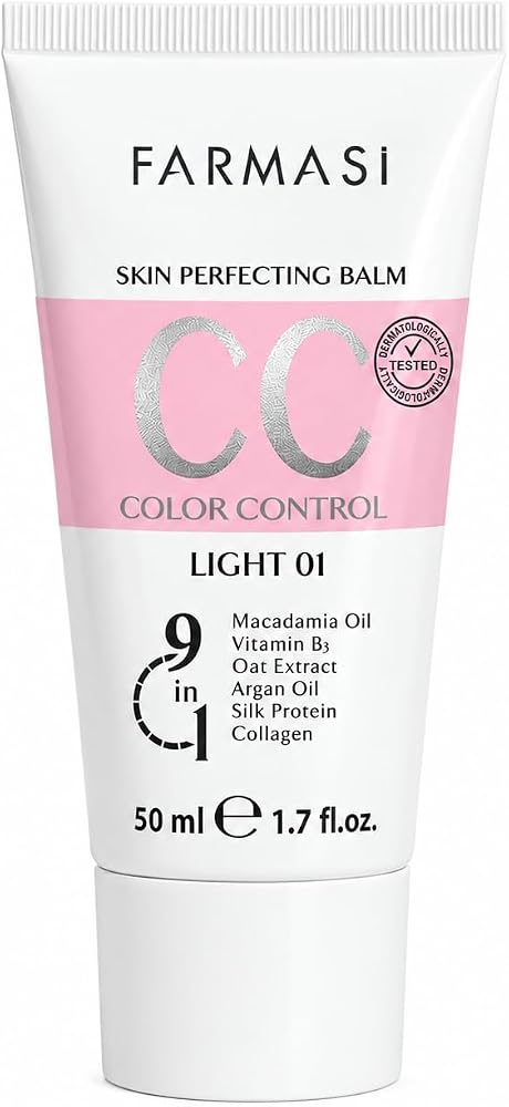 Farmasi CC Krem 50 ml, Açık No: 01 | Renk Düzeltme Formülü, Cilt Tonunun Görünüşünü Eşitler, Orta Kapsama Yapılabilir Şeffaf, Doğal Parlak Kaplama, C Vitamini