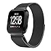 Produktbild TopTen Fan-Motive Fitbit Versa Armbanduhr Band, verstellbar Edelstahl Milanaise Sport Handgelenk Armband Strap, Ersatz Zubehör Armband für Fitbit Versa Gesundheit und Fitness Smartwatch, Schwarz , S
