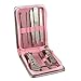 Produktbild FakeFace® 8 Teiliges Maniküre Pediküre Nagelpflege Set Leder Etui Reisen & Grooming Kit Tools Nagelknipser, Augenbrauen Pinzette, Schere, Earpick, Nagelfeile