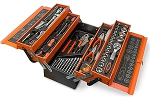 DE ROSA SHOP Set Utensili da Lavoro, Casetta per Attrezzi da Trasporto, Chiavi a Cricchetto, Bussole Cacciavite, Porta Chiavi Inglese, Set Fai Da Te 85 Pezzi.