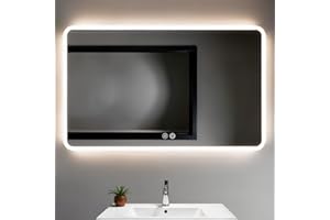 Marctani Espejo Baño con Luz LED Regulable en 3 Colores - Espejo de Pared ANTIVAHO con Ajuste de Brillo con Memoria e Interruptor Táctil - Espejos Inteligente Retroiluminado (Rectangular, 80_x_60_cm)