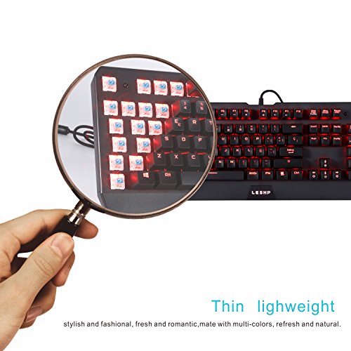 LESHP Teclado Mec  nico Gaming con Disposici  n Espa  ola  retroiluminaci  n LED rojo  105 teclas  tiene    