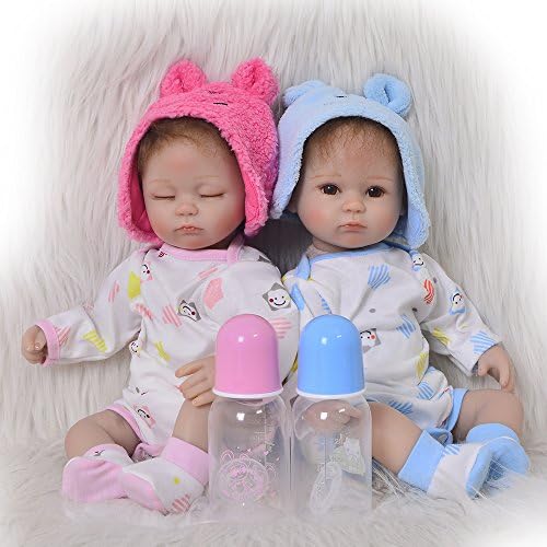 Realistic 17 Inch Reborn Baby Doll Lifelike Soft Silicone Babies Girl And Boy Simulation Dolls Toy Kids Birthday Gift (twins)