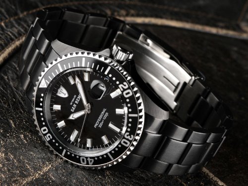 DETOMASO Men's San Remo Automatic Watch with Black Dial Analogue Display and Black Stainless Steel Bracelet DT1025-E