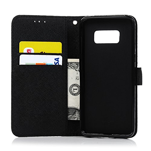 Badalink Case für Samsung Galaxy S8+ (S8 Plus) PU Leder (TPU innere Schicht) Tasche Flipcase Gemalt Schutzhülle mit Kreditkarteninhaber Kippständer Magnet-Schloss Handyhülle Färse - 2