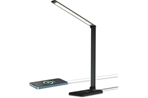 ‎LQWELL LQWELL® Lampa biurkowa LED o zmiennej intensywności, 5 kolorów, 10 poziomów jasności, przyjazna dla oczu lampka nocna, ładowanie USB, sterowanie dotykowe i funkcja pamięci biurowej