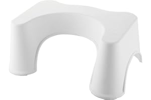 SKY-TOUCH 1PCS Non Slip Toilet Squat Stool, Plastic Step Potty Stool Squatting Posture Poop Portable for Kids Improve Bathroom Posture and Comfort White, 39x23x17cm