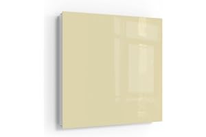 ‎DEQORI DEQORI Schlüsselkasten weiß | 30x30 cm | Unifarben - Beige | Glas & Metall Schlüssel-Box | Schlüsselschrank mit 50 Haken + 2 Magnete | Moderne Design Box magnetisch & beschreibbar