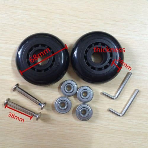 LUO Black Replacement Luggage/Inline OUTDOOR Skate Wheels With ABEC 608zz Bearings