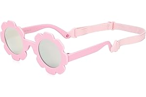 Hifot Baby Sunglasses with Strap, Cute Flower Polarized Sunglasses UV400 Protection for Infant Baby Girl Age 0-24 Months
