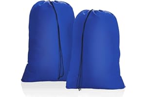 OTraki Lot de 2 Grand Sac pour Linge Sale Voyage, 50 x 60 cm Pliable Sac à Linge, Sac de Rangement pour Jouets, Sac Cordon pour Hôtel Dortoir Voyages, Léger Sac à Linge Sale(Bleu)
