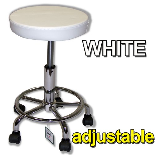 WHITE THERAPY STOOL SALON SPA BEAUTY MASSAGE GAS LIFT CHAIR MANICURE THERAPIST