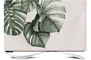 YANGUANG 27-65-Zoll-TV-Abdeckung Staubschutzhülle, TV-Displayschutzfolie Im Europäischen Stil Staubdicht Für LCD-LED-Fernseher TV-Staubschutzhülle Mit Gebogener Form Stoff Stoffd(Color:Monstera 2,Size:55inch)