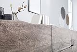 Massives Baumstamm Sideboard MAMMUT grau 170cm Akazie Massivholz Schrank Anrichte Industrial Chic Kufengestell Edelstahl matt - 