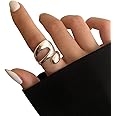 925 Sterling Silver Open Ring Joint Ring Adjustable Minimalist Hollow Irregular Geometric Rings Jewelry Gifts