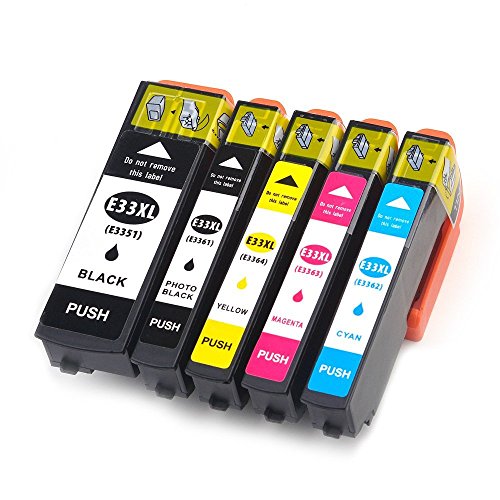 OYAT® 5x Hohe Kapazität Kompatibel Tintenpatronen Ersatz für Epson 33 33XL für Epson Expression Premium XP-530 XP-540 XP-630 XP-635 XP-640 XP-645 XP-830 XP-900 Drucker
