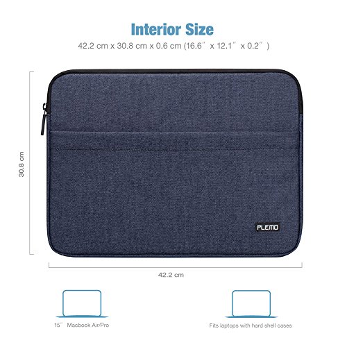 Plemo Laptoph  lle H  lle Tasche Sleeve Schutzh  lle f  r 15 - 15 6 Zoll Laptop   MacBook Air   MacBook Pro   Notebook-Computer  Denimblau