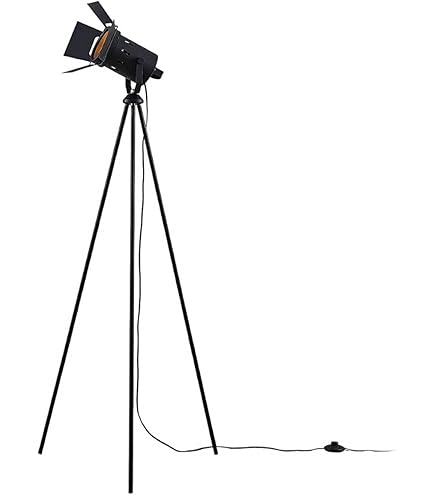 Lampada Da Terra Piantana Con Faro Originale Su Treppiede In Legno - Foto 6