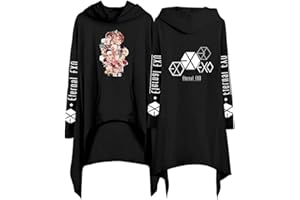 NCTCITY Kpop EXO Sweat-Shirts à Capuche Robe Irrégulière Ourlet Exploration Imprime Pullover Manche Longue Loisir Tops Hip Hop Hauts Asymétriques Sehun Suho Baekhyun Chanyeol Xiumin D.O Kai Chen Lay