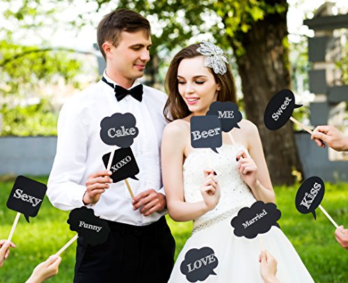 BizoeRade 10pcs Photo Booth Props Hochzeit Ideen Foto Minitafel Schilder mit Spieße Mini Tafeln Fotografie Props Hochzeit Dekorationen - 4