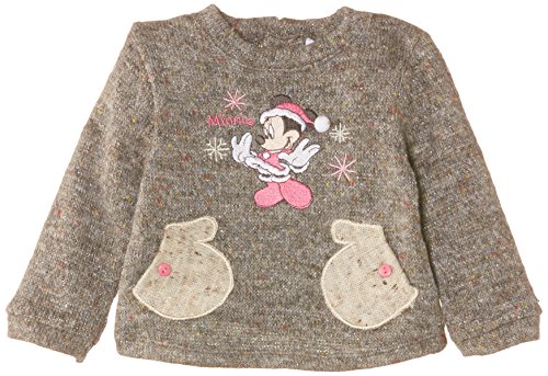 Disney Baby Girls Minnie Mouse NH0064 Sweatshirt, Light Grey Melange , 0-6 Months (Manufacturer Size:6 Months)