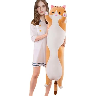 Mewaii Cuscino Gatto Occhi Arancioni Lungo Di Peluche 50CM - Morbido - Foto 10