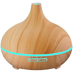 VicTsing 300ml Humidificador Ultrasónico Aromaterapia, Difusor de Aceites Esenciales de Vapor Frío, 7-Color LED y 4 Ajustes de Tiempo, Perfecto para Hogar, Oficina, Bebé, Dormitorio y Baño, etc
