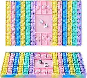 PLUSPOINT Big Size Pop Game Fidget Toy, Silicone Bubble Rainbow Chess Board Push Popping Sound Popper Sensory Toys for Parent Child, Interactive Jumbo Stress Anxiety Relief Toy Play with Friends (Random color) (Rectangle) (Pop It Game)