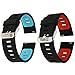 Produktbild 22mm armband , EL-move 22mm Pebble Time Armband Smart Watch Bracelet Uhrenarmband Strap Silikon Sportarmband Erstatzband für Samsung Gear S2 Classic / Samsung Gear S3 frontier / S3 Classic / Gear 2 R380 Neo R381 Live R382 / Motorola Moto 360 2nd / Pebble Time Steel / LG G Watch W100/W110 / Urbane (BlackRed+BlackBlue 2pcs)