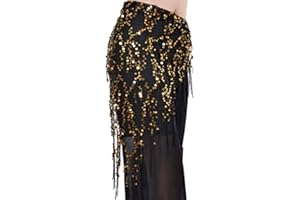 AILAN Belly Dance Hand Foulard Décorations Accessoires Bellydance Taille de la chaîne de Danse Costume Costume Beauté de la Ceinture Performance, Or Noire
