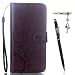 Produktbild Samsung Galaxy C7 Hülle, Samsung Galaxy C7 Pro Schutzhülle, Alfort 3 in 1 Lederhülle Fashion Design Premium PU Leder Hohe Qualität Tasche Case Cover Kasten Abdeckung Wallet für Samsung Galaxy C7 C7000 / Samsung Galaxy C7 Pro 5.7" Smartphone Funktion Standfunktion Unterstützte Telefone und Magnetverschluss mit Schmetterling ( Dunkelbraun ) + Alfort Schwarz Stylus Pen + Netter Staub Stecker