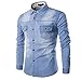 Price comparison product image Men's Shirt, LMMVP Fashion Men Autumn Casual Button Slim Fit Denim Cotton Top Vintage Long Sleeve Jean T-Shirt