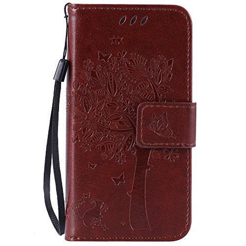 Nancen Tasche Hülle für Apple iphone 5 / 5S / SE (4,0 Zoll) Flip Schutzhülle Zubehör Lederhülle mit Silikon Back Cover PU Leder Handytasche im Bookstyle Stand Funktion Kartenfächer Magnet Etui Schale
