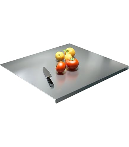 Werkblad, kneedplank, roestvrij staal, voor kneden, snijden en bakken, keukenplaat met aanslagrand, ook als pastaplank, bakplank, deegplank, snijplank, voor de keuken, 90 x 50 cm