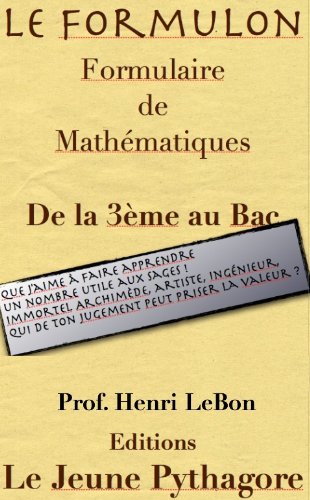 Télécharger Le Formulon (Trigo) (Les Formulaires du prof. LeBon t. 1) PDF