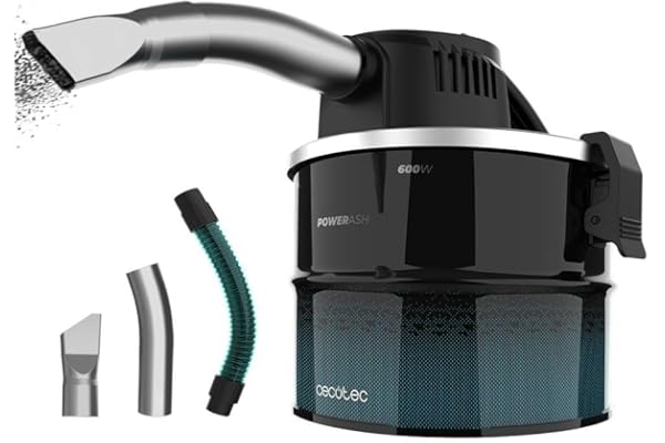 Cecotec Aspirador de Cenizas Compacto de 4L Conga Ash 1000 Home. 600W de Potencia, Ultraligero, Poder de Succión 13 kPa, Tubo con Recubrimiento Metálico, Asa de Transporte, Cable de 3,5m
