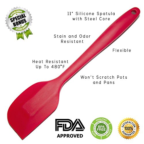 Chef Hessler, erstklassige Qualität, widerstandsfähiges Premium Silikon Zangen-Set für die Küche zum Kochen, Braten, Grillen (rot,22 cm & 30 cm) + Silikon Pfannenwender (rot, 28 cm) - 5