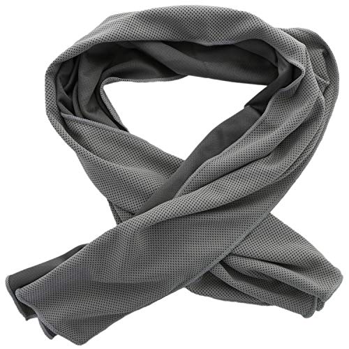 XiRRiX Toalla refrescante/Toalla de Manos Deportiva Fitness con Cool Efecto - Refrigeración (100 x 30 cm - Toalla Sport Fresco Negro/Gris