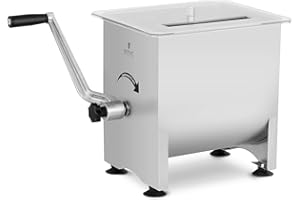 Royal Catering Máquina Mezcladora de Carne Manual Para Carnicería RC-MMA16 (Capacidad: 16 L, 4 paletas de mezclado, Fabricado en acero inoxidable y aluminio)