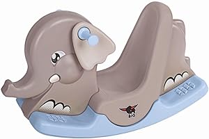 BIG Spielwarenfabrik 800056787 Big Cute Animal, Rocker with Wide Footrest, for Boys and Girls, Rocking Elephant for Children from 1 Year, Grey/Light Blue, Klein