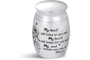 MiniJewelry Mini Cremation Urn for Ashes My Mind still Talks to You My Heart still Looks for You but My Soul knows You are at Peace Family