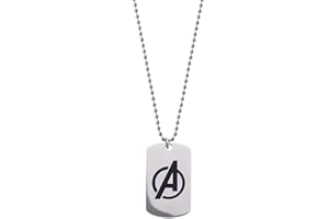 Marvel Collana in acciaio inox con ciondolo Spider-Man/Thanos/Avengers/Black Panther per bambini, lunghezza 56 cm