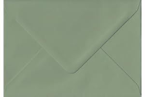 COLORSONO Pack of 50 Vintage Green 114mm x 162mm Gummed 135gsm Luxury C6 (to fit A6) Coloured Green Envelopes. GF Smith Colorplan Paper.